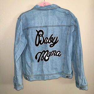 Like new, Fashion Nova, “baby mama” Jean jacket, size small
